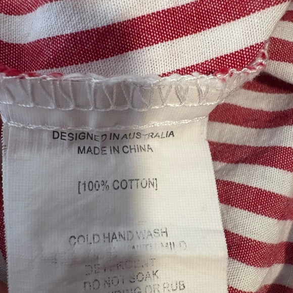 Label‎ Love Off the Shoulder Red Striped Dress w Floral Cross-Stitch Embroidery - Picture 10 of 10